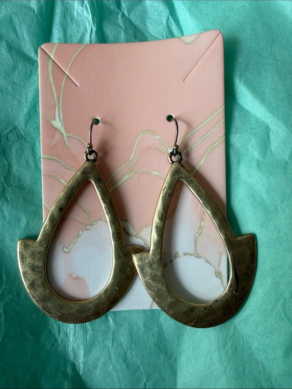 Gold Teardrop Cutout Dangle Earrings - Women Jewelry